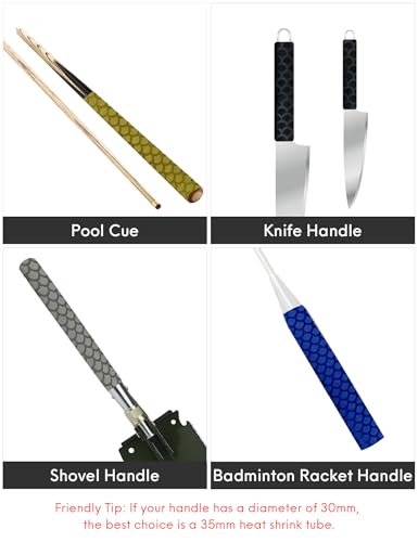 Accering Fishscale DIY Fishing Rod Wrap (φ25mm, Gray) | Diy fishing rod wrap (L3.3ft, 1.8:1 shrink ratio) for bike aero bars & survival shovel. - color: Gray, size: φ25mm, L3.3ft