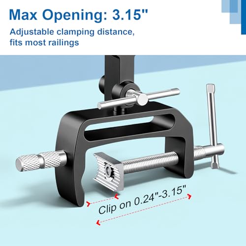 2 Pack Fishing Rod Holders for Boat, 360° Adjustable Stainless Steel , Compatible with Round/Square Rail & Boat Gunwale, Marine Grade Fishing Rod Mount for Boat Kayak - color: Black