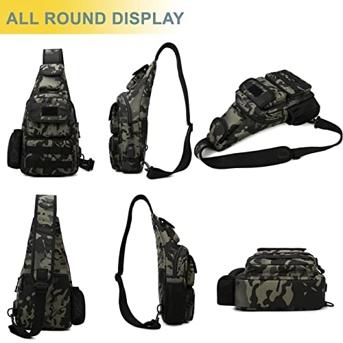 Tactical Shoulder Bag - 1000D Molle Military Backpack Outdoor Daypack Chest Pack (Green) - color: Green