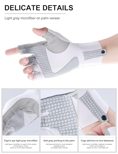 Fishing Gloves, Lightweight Non-Slip Fingerless Gloves,Hook Loop, UPF 50+ Sun Protection,for Unisex Fishing - color: White, size: Large-X-Large