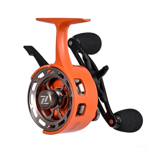 Ice Fishing Reel Inline with Magnetic Drop System, 3s.2:1 Gear Ratio 3s+1 Bearing Spool, Two-Way Lever for Winter Raft Braking, ABS Metal - color: yellow-green, size: right hand