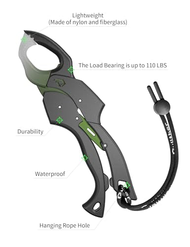 Fish Gripper 9.2",Fish Grabber Tool with Lanyard,Fish Holder for Saltwater - color: green