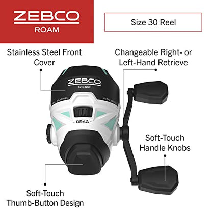 Zebco Roam Telescopic Fishing Rod and Spinning or Spincast Fishing Reel Combo, Durable 6-Foot Fiberglass Rod with ComfortGrip Handle, Pre-spooled with Zebco Cajun Fishing Line - style: Spincast Reel - Seafoam