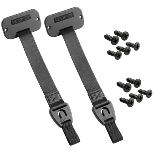 Retractable Rod Straps for Fishing Rods, Gunwale/Deck Mount Self-Retracting Tie-Down Straps, F14200 Rod Saver Strap Fishing Rod Holder, Fishing Pole Holders for Boat Deck, Black - color: 2 PACK