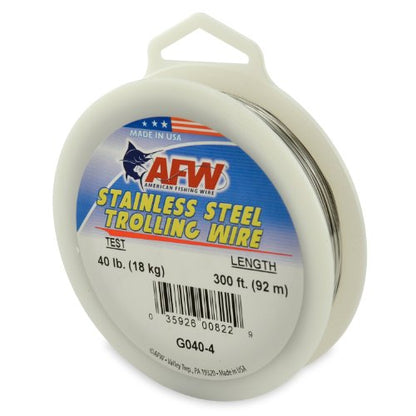 American Fishing Wire Stainless Steel Trolling Wire (Single Strand) - size: 300 Feet, 40 Pound Test