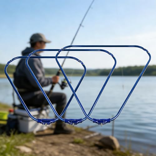 Round/Triangular Frame Fishing Landing Net Replacement Frame Foldable Aluminum Alloy Landing Dip Net Fishing Accessory - color: round, size: 50cm