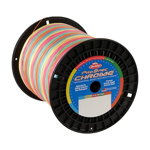 Berkley ProSpec Chrome Braided Fishing Line, 5-Color Metered, 65 lb | 29.4 kg, 3500 yd | 3200 m, Suitable for Saltwater Environments