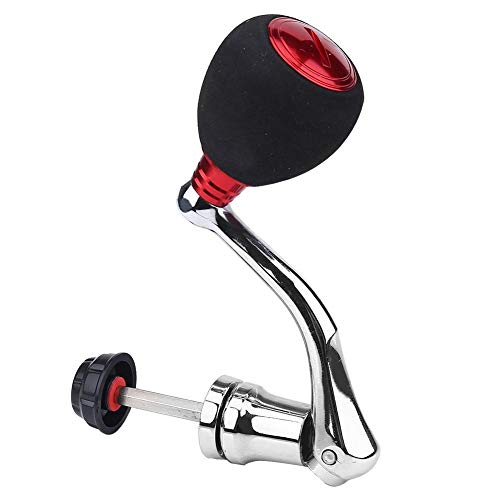 Fishing Reel Handle Replacement, Metal Power Handle with EVA Knob for 4000 5000 6000 Series Spinning Reels, Red Rocker Arm Grip