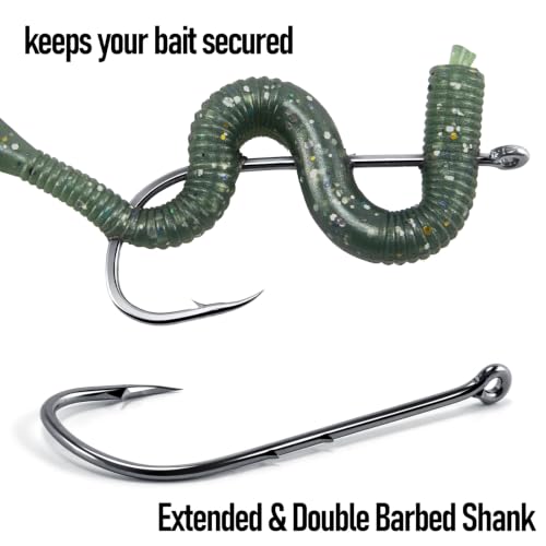 Dr.Fish 100 Pack Baitholder Fishing Hooks, Freshwater Fishing Straight Shank Worm Hooks Walleye Rig Bass Crappie Panfish Bluegill - size: 1#-100 Pack