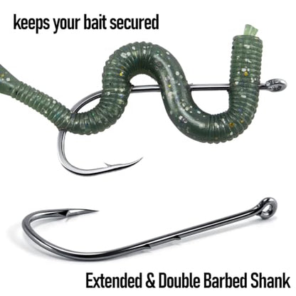 Dr.Fish 100 Pack Baitholder Fishing Hooks, Freshwater Fishing Straight Shank Worm Hooks Walleye Rig Bass Crappie Panfish Bluegill - size: 2/0#-100 Pack