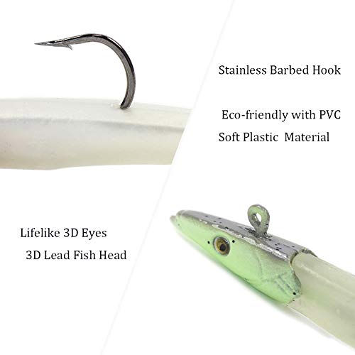 Jig Head Soft Plastic Fishing Lures with Hook Sinking Swimbaits for Saltwater and Freshwater (Pack of 10)