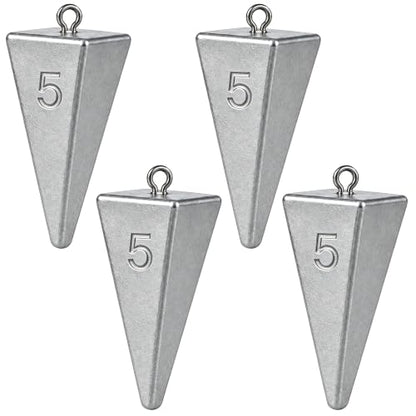 Pyramid Sinkers Fishing Weights, Saltwater Fishing Sinkers for Surf Fishing Gear Tackle - 1oz, 2oz, 3oz - style: 5 Ounce-4pcs