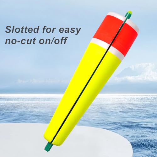 wondersee Fishing Floats Weighted Slotted Peg Popping Floats Slip Bobbers, Pack of 4 - color: Yellow, size: 4in.