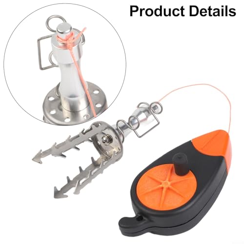 Stainless Steel Fishing Lure Retriever with 30M PE Line Bait Rescue Tool for Snagged Hooks Serrated Grabber with Quick Release Loop Wear-Resistant Wire Storage