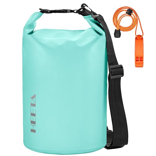 HEETA Waterproof Dry Bag for Women Men, 5L/10L/20L/30L/40L Roll Top Lightweight Dry Storage Bag Backpack with Emergency Whistle for Travel, Kayaking, Boating, Camping, Beach, Cruise Ship Essentials - color: Mint Green, size: 10L