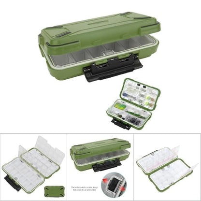 30-Compartment Fishing Lure Box ABS Water proof Tackle Storage Organizer for Lures, Hooks & Kayak Gear(Green) - color: Green