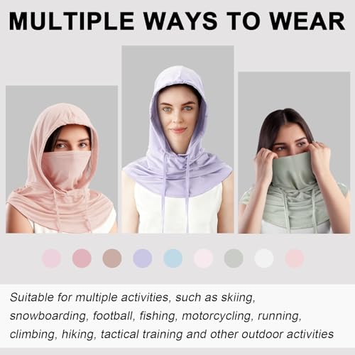 Cooling Balaclava Face Mask Breathable Full Head Mask Sun Protection Neck Cover UV Face Cover for Men Women - color: Light Color