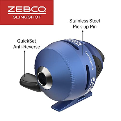 Zebco Slingshot Spincast Reel and Fishing Rod Combo, 2-Piece Fishing Pole, Right-Hand Retrieve, Pre-Spooled with 10-Pound Zebco Line - color: Blue