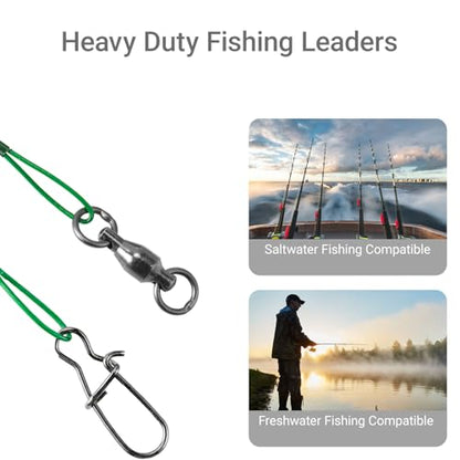 Atibin Fishing Steel Wire Leader Stainless Saltwater Line Fishing Leaders Lure Snap Saltwater Fishing Leader Wire Black Nickel - size: #1 (9.8in-50lb) 20pcs