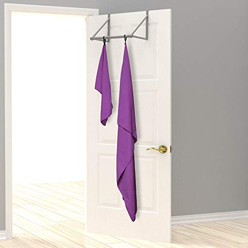 EPAuto 2-Pack Microfiber Quick Dry Travel Towel Set, Purple | Lightweight, Super Absorbent, Compact, 60"x30" & 24"x15", for Gym/Camping/Beach/Yoga/Backpacking - color: Purple