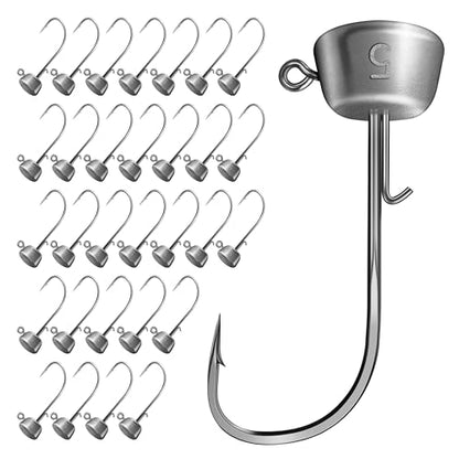 Ned Rig Jig Heads Kit – 30pcs Mushroom Jighead Hooks for Bass & Crappie Fishing Lures, Perfect for Soft Plastic Baits in Freshwater & Saltwater - size: 3/16oz
