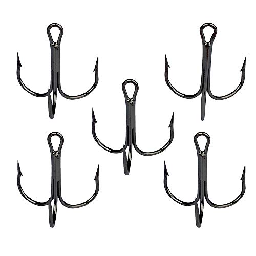 AMHDV 100pcs Treble Hooks Barbed Sharp Treble Hook for Freshwater and Saltwater - color: Black, size: 8# 100pcs