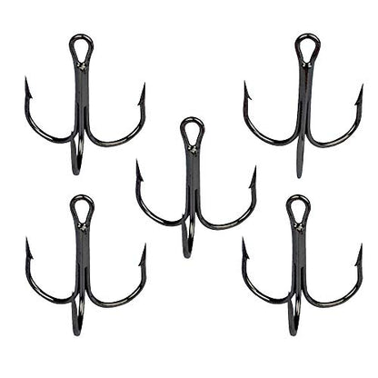 AMHDV 100pcs Treble Hooks Barbed Sharp Treble Hook for Freshwater and Saltwater - color: Black, size: 10# 100pcs