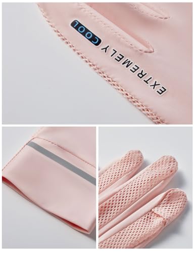 Women Sun Gloves UPF 50+ UV-Protection, Summer 2-Fingers-Flip Thin Ice-Silk Breathable Mesh Cooling Running Gloves - color: Grey