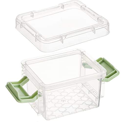 Nicunom 24 Pack Mini Plastic Storage Containers Box, 3.1" x 2.6" x 2" Stackable Bead Organizers with Lid, Clear Plastic Small Storage Box for Small Craft Items, Jewelry, Beads