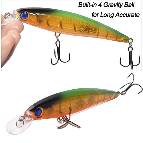 Bass Fishing Lures Kit, Minnow CrankBait VIB Pencil Popper Sinking Wobbler Hard Bait Lures for Bass Trout Walleye Redfish Freshwater Saltwater - color: Combo B-10pcs (5.1" with lip)