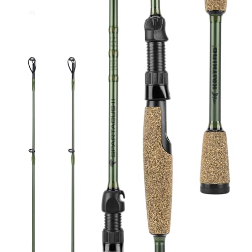 KastKing Spartacus II Fishing Rods - IM6 Graphite Blanks Casting & Spinning Rods, 2-Piece Rods with Extra Tip Section, PTS Power Transition System, KastFlex Technology, Rubber Cork Handle - size: 6'2"- M- Fast (2pcs+ Extra Tip), style: Spinning
