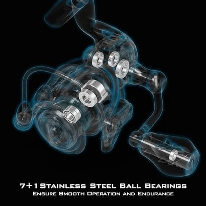 KastKing Zephyr Spinning Reels – 7+1/6+1 BB – Carbon Fiber Drag – Stainless Steel Shaft – Aluminum & CNC Spool – Black/Green/Orange – Sizes 500/1000 SFS – ICE Fishing Ready Reels! - color: Standard-Black, size: 2000
