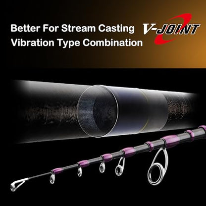 PURELURE Telescopic Fishing Rod Spinning & Casting Travel Rod Ultralight 5' | Fuji Alconite Ring, Detachable Handle Closed Length 9.8in, Spare Carbon Solid Tip, Solid Wood Reel Seat, Cork Handle - style: Fuji Spin - 5'1'' - Ultralight - Moderate Fast