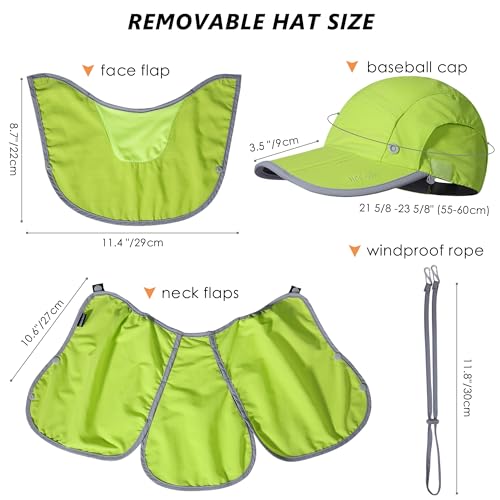 GADIEMKENSD UPF 50+ Folding Fishing Hat 360 Outdoor Sun Hat - color: Bright Green