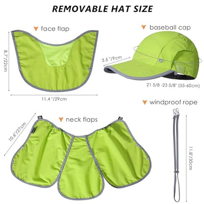 GADIEMKENSD UPF 50+ Folding Fishing Hat 360 Outdoor Sun Hat - color: Bright Green