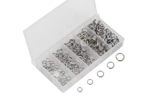 GREATFISHING 200PCS High Strength Heavy Stainless Steel Split Ring Lure Connector Swivels Snap with Fishing Pliers 30lb to 120lb Test - color: 200pc 5-9mm Ring