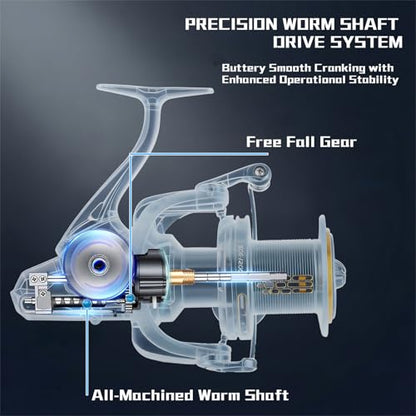 Fishing Spinning Reel, 10000/12000 Saltwater Spinning Reel, 45LBS Max Drag, CNC Aluminum Screw-in Handle & Spool, Oscillating Guide Rod System, Surf Fishing Reel for Beach & Boat Fishing - size: 10000