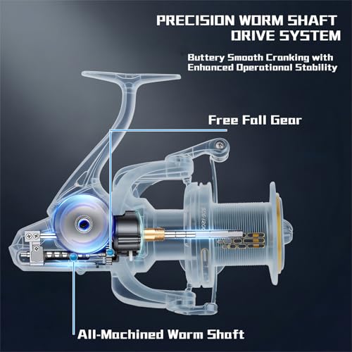 Fishing Spinning Reel, 10000/12000 Saltwater Spinning Reel, 45LBS Max Drag, CNC Aluminum Screw-in Handle & Spool, Oscillating Guide Rod System, Surf Fishing Reel for Beach & Boat Fishing - size: 12000