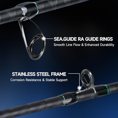 HANDING SINDOREI Heavy Fishing Rod, 2-Piece Heavy Casting & Spinning Rod | Big Game Rod Suitable for Swimbaits Jigs Catfish Musky Striper, Freshwater & Inshore Saltwater - size: 8'0''- Extra Heavy - 30-60LB
