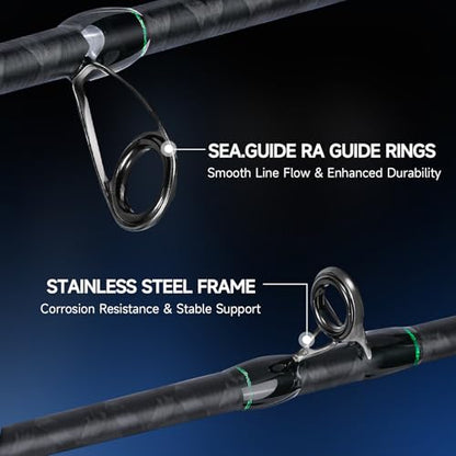HANDING SINDOREI Heavy Fishing Rod, 2-Piece Heavy Casting & Spinning Rod | Big Game Rod Suitable for Swimbaits Jigs Catfish Musky Striper, Freshwater & Inshore Saltwater - size: 7'6''- Extra Heavy - 30-60LB