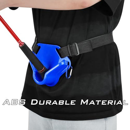 SANLIKE 2PCS Adjustable Fishing Fighting Belt ABS Rod Waist Support Tackle | Soft EVA cushion eases belly pressure, quick adjust waist strap, deep rod slot, bonus metal clip for small tackle storage - color: Blue Fishing Belt-- 2pcs