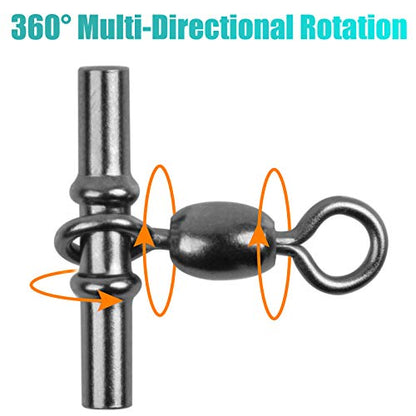 3 Way Swivels Heavy Duty Sleeve Swivel for Deep Drop Rigs Saltwater Tackle | Crossline Three Way Swivels Fishing Tackle Line Connector Sliders - size: 3/0-25pcs