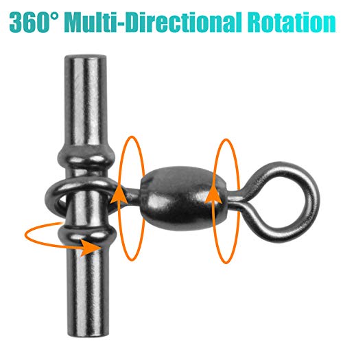 3 Way Swivels Heavy Duty Sleeve Swivel for Deep Drop Rigs Saltwater Tackle | Crossline Three Way Swivels Fishing Tackle Line Connector Sliders - size: 2/0-25pcs
