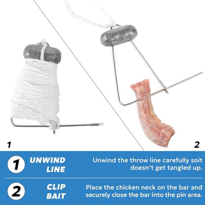 Crab Throw Line Length 30FT/9.14M with 4OZ Lead Weight Crab Trap Line Kit 3PCS/6PCS - style: Ctl007-3