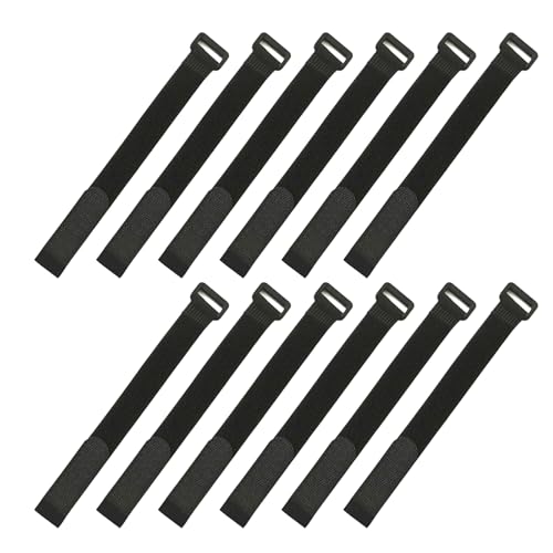 12Pcs Tie Belts Suspenders Fastener Cable Fishing Rod Holder Strap Fishing Accessory Wrap Band Holder High Strength - color: Black