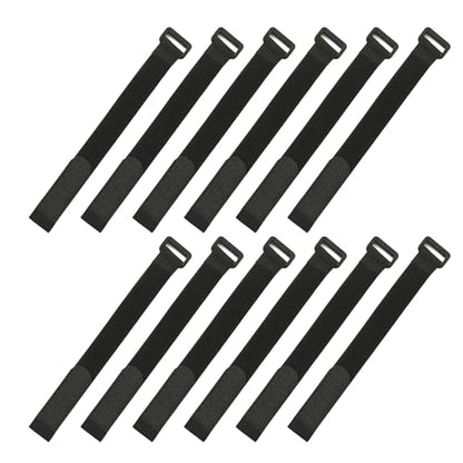 12Pcs Tie Belts Suspenders Fastener Cable Fishing Rod Holder Strap Fishing Accessory Wrap Band Holder High Strength - color: Black