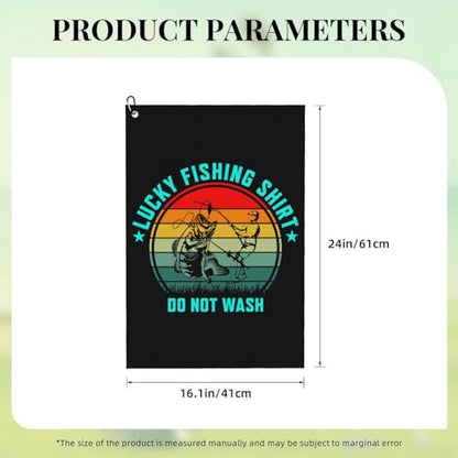 NIENIE Lucky Fishing Shirt Do Not Wash Golf Towel 16 x 24 Inch Golf Towels for Golf Bags with Carabiner Clip Microfiber Sports Golf Towel Men Women Golf Accessories