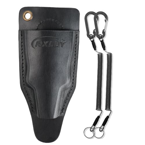 Fishing Pliers Holster with Retractable Lanyard, Universal Fit for Most Sea Fishing & Wild River Lure Tongs Leather Accessories - color: Black