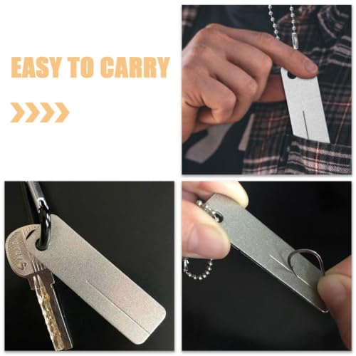 LIOOBO 2pcs Portable Fish Hook Sharpener with Chain, Corundum Material, Compact Design, Precise Edge for Camping and Outdoor Activities, Lightweight Fishing Sharpening Tool