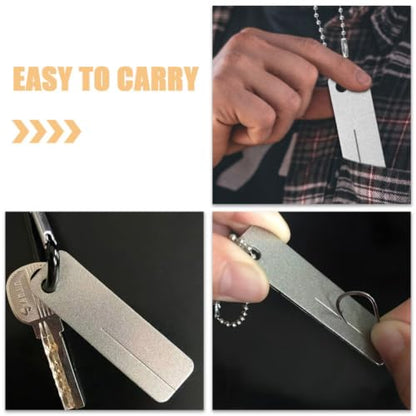 LIOOBO 2pcs Portable Fish Hook Sharpener with Chain, Corundum Material, Compact Design, Precise Edge for Camping and Outdoor Activities, Lightweight Fishing Sharpening Tool